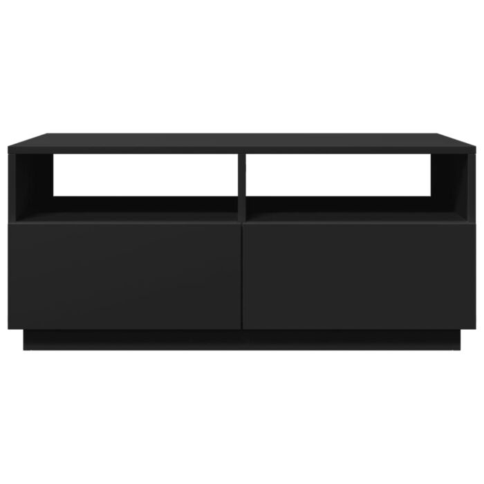 Table basse avec lumières LED noir 90x49x40 cm – Image 5