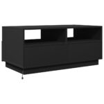 Table basse avec lumières LED noir 90x49x40 cm – Image 7