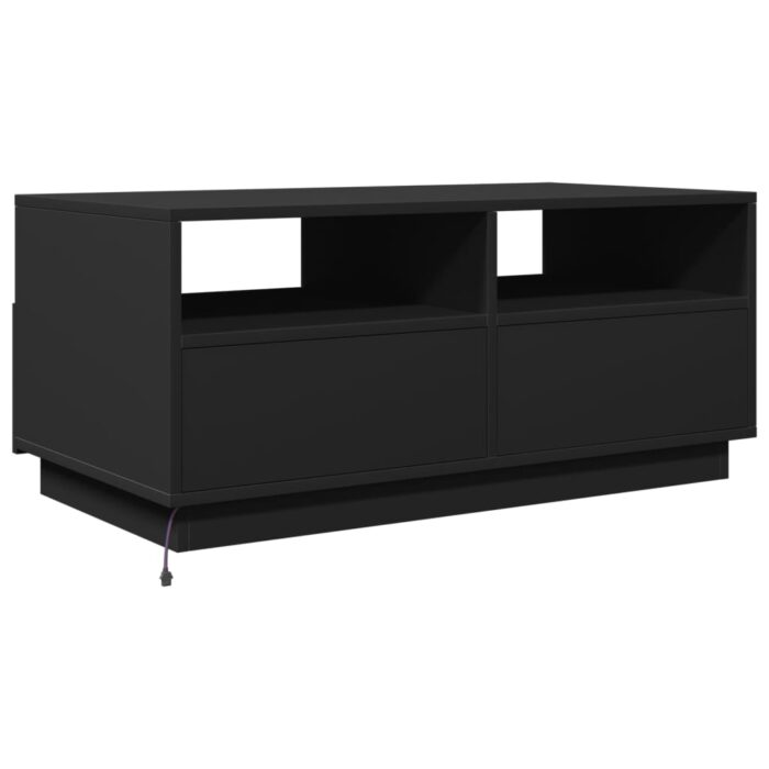 Table basse avec lumières LED noir 90x49x40 cm – Image 7