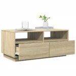Table basse avec lumières LED chêne sonoma 90x49x40 cm – Image 2
