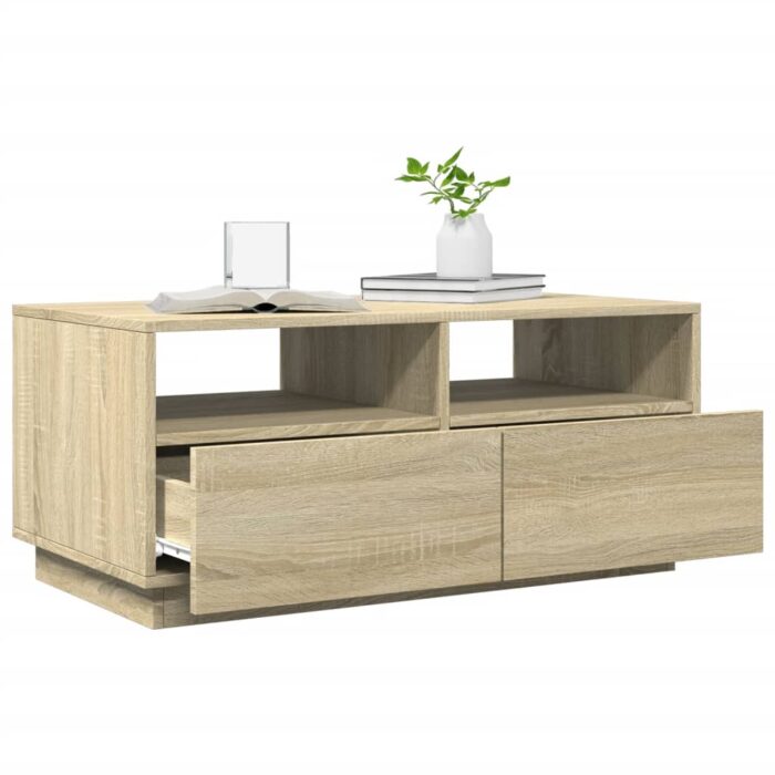 Table basse avec lumières LED chêne sonoma 90x49x40 cm – Image 2