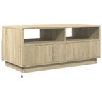 Table basse avec lumières LED chêne sonoma 90x49x40 cm – Image 5