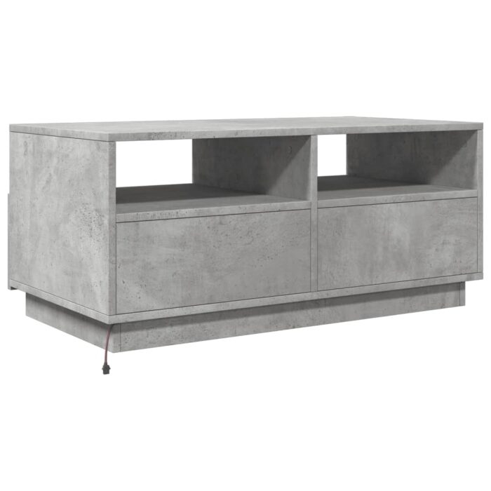 Table basse avec lumières LED gris béton 90x49x40 cm – Image 5