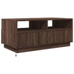 Table basse avec lumières LED chêne marron 90x49x40 cm – Image 6