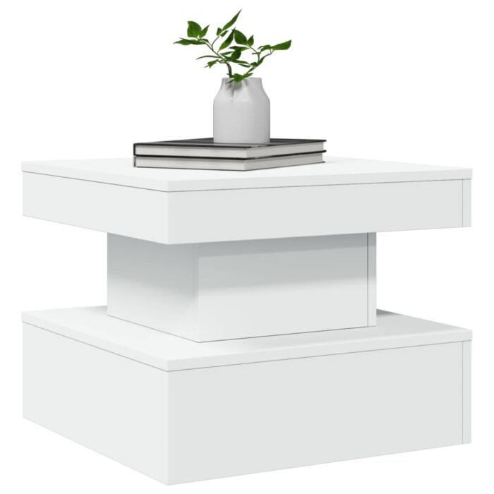 Table basse avec lumières LED blanc 50x50x40 cm – Image 4