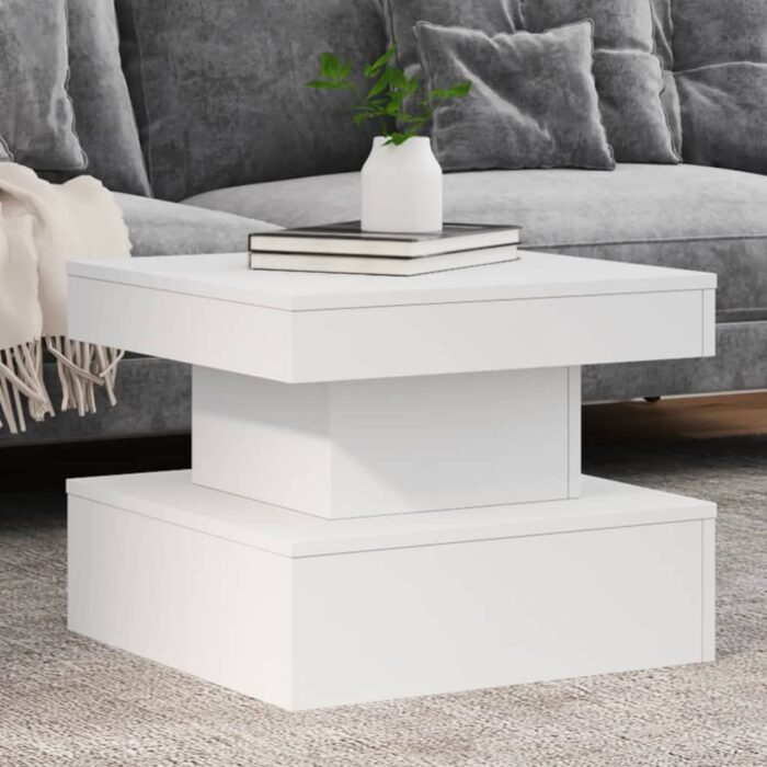 Table basse avec lumières LED blanc 50x50x40 cm – Image 1