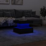Table basse avec lumières LED noir 50x50x40 cm – Image 3