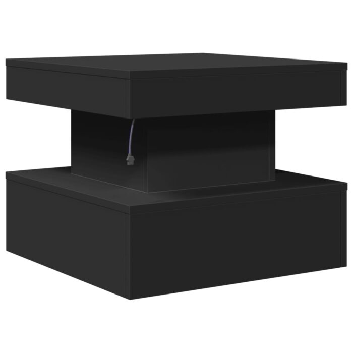 Table basse avec lumières LED noir 50x50x40 cm – Image 7