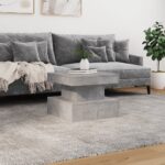 Table basse avec lumières LED gris béton 50x50x40 cm – Image 2