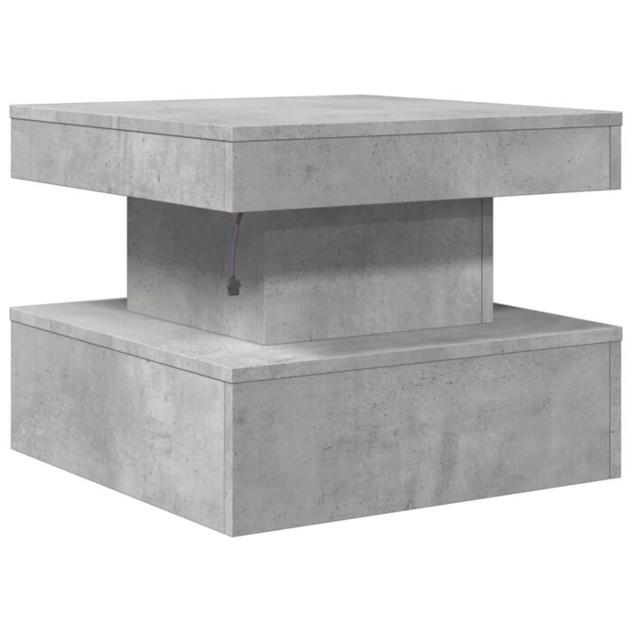 Table basse avec lumières LED gris béton 50x50x40 cm – Image 7
