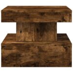 Table basse avec lumières LED chêne fumé 50x50x40 cm – Image 5