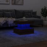 Table basse avec lumières LED chêne marron 50x50x40 cm – Image 3
