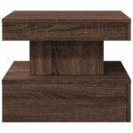 Table basse avec lumières LED chêne marron 50x50x40 cm – Image 5