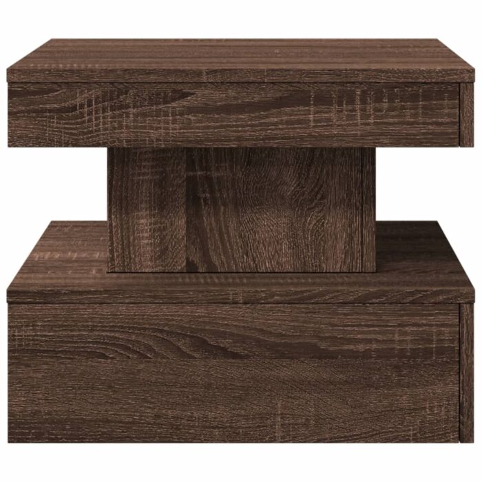Table basse avec lumières LED chêne marron 50x50x40 cm – Image 5
