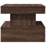 Table basse avec lumières LED chêne marron 50x50x40 cm – Image 6