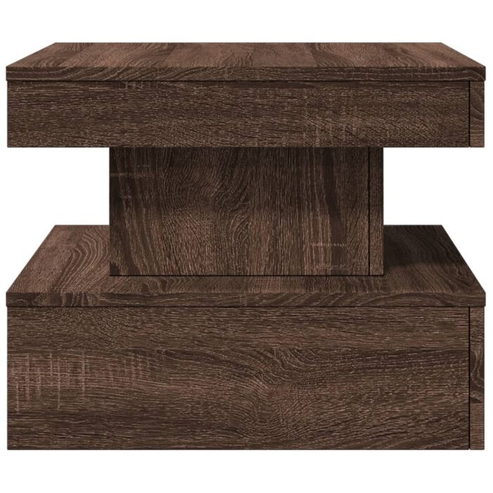 Table basse avec lumières LED chêne marron 50x50x40 cm – Image 6