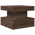 Table basse avec lumières LED chêne marron 50x50x40 cm – Image 7