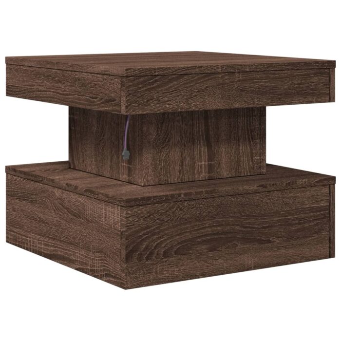 Table basse avec lumières LED chêne marron 50x50x40 cm – Image 7