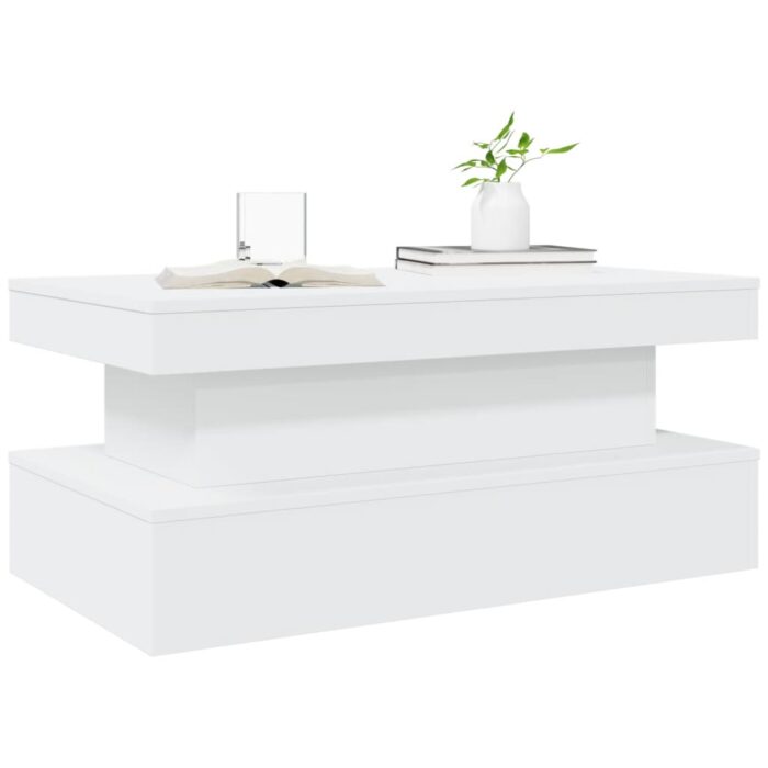 Table basse avec lumières LED blanc 90x50x40 cm – Image 4