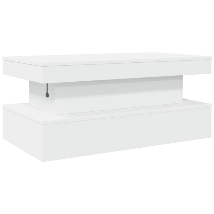 Table basse avec lumières LED blanc 90x50x40 cm – Image 7