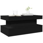 Table basse avec lumières LED noir 90x50x40 cm – Image 4