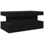 Table basse avec lumières LED noir 90x50x40 cm – Image 7