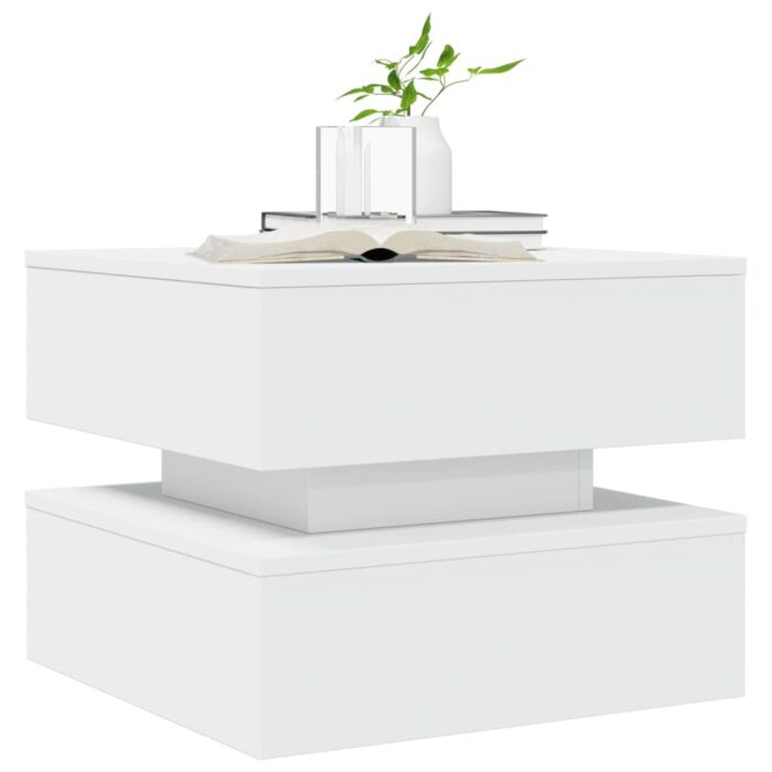 Table basse avec lumières LED blanc 50x50x40 cm – Image 3