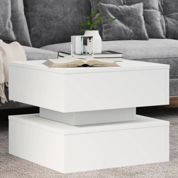Table basse avec lumières LED blanc 50x50x40 cm – Image 1