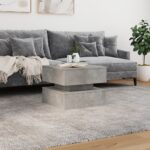 Table basse avec lumières LED gris béton 50x50x40 cm – Image 2