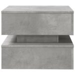 Table basse avec lumières LED gris béton 50x50x40 cm – Image 5