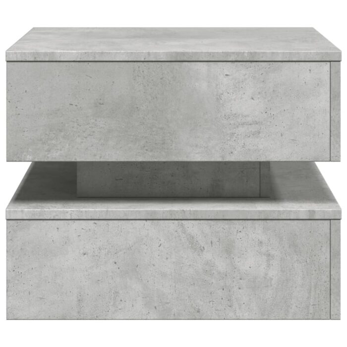 Table basse avec lumières LED gris béton 50x50x40 cm – Image 6