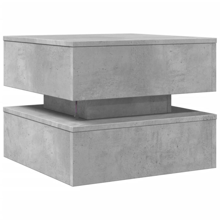 Table basse avec lumières LED gris béton 50x50x40 cm – Image 7