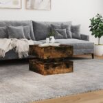 Table basse avec lumières LED chêne fumé 50x50x40 cm – Image 2