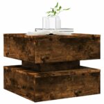 Table basse avec lumières LED chêne fumé 50x50x40 cm – Image 4