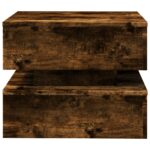 Table basse avec lumières LED chêne fumé 50x50x40 cm – Image 5