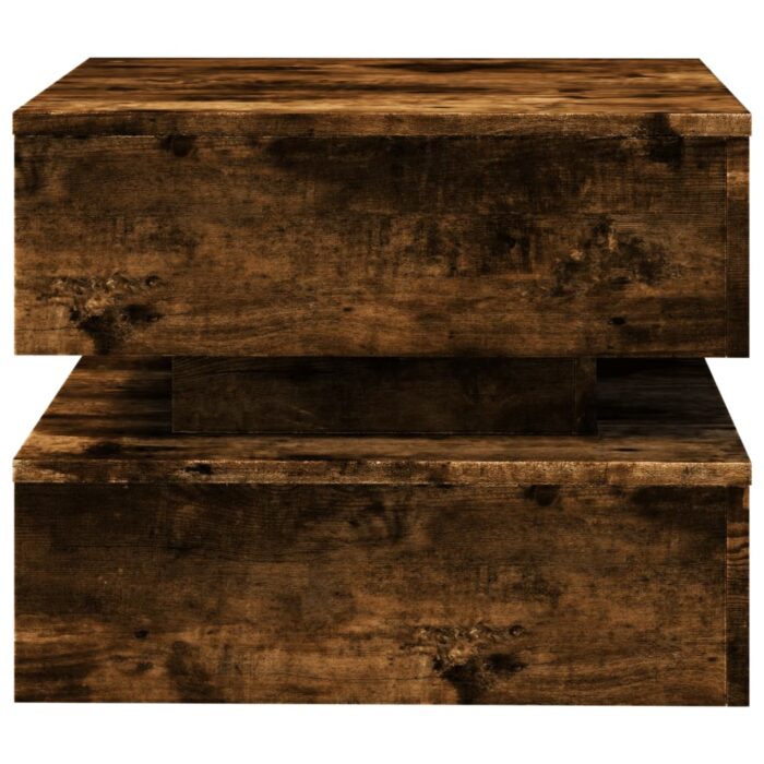 Table basse avec lumières LED chêne fumé 50x50x40 cm – Image 5