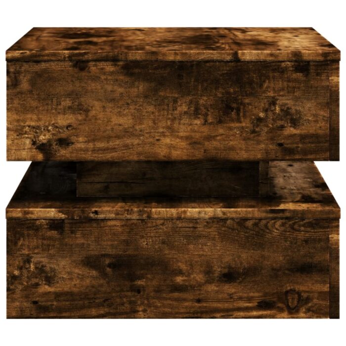 Table basse avec lumières LED chêne fumé 50x50x40 cm – Image 6