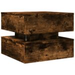 Table basse avec lumières LED chêne fumé 50x50x40 cm – Image 7