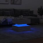 Table basse avec lumières LED sonoma gris 50x50x40 cm – Image 3