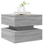 Table basse avec lumières LED sonoma gris 50x50x40 cm – Image 4