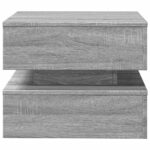 Table basse avec lumières LED sonoma gris 50x50x40 cm – Image 5