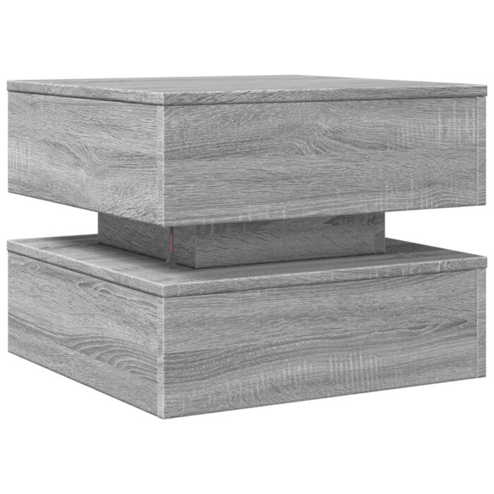 Table basse avec lumières LED sonoma gris 50x50x40 cm – Image 7
