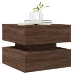 Table basse avec lumières LED chêne marron 50x50x40 cm – Image 4