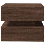 Table basse avec lumières LED chêne marron 50x50x40 cm – Image 5