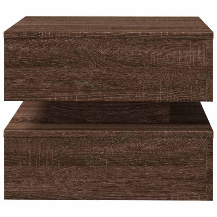 Table basse avec lumières LED chêne marron 50x50x40 cm – Image 5
