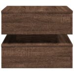Table basse avec lumières LED chêne marron 50x50x40 cm – Image 6