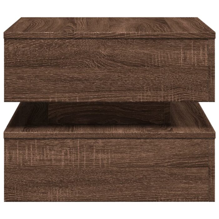 Table basse avec lumières LED chêne marron 50x50x40 cm – Image 6