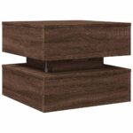 Table basse avec lumières LED chêne marron 50x50x40 cm – Image 7