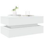 Table basse avec lumières LED blanc 90x50x40 cm – Image 4