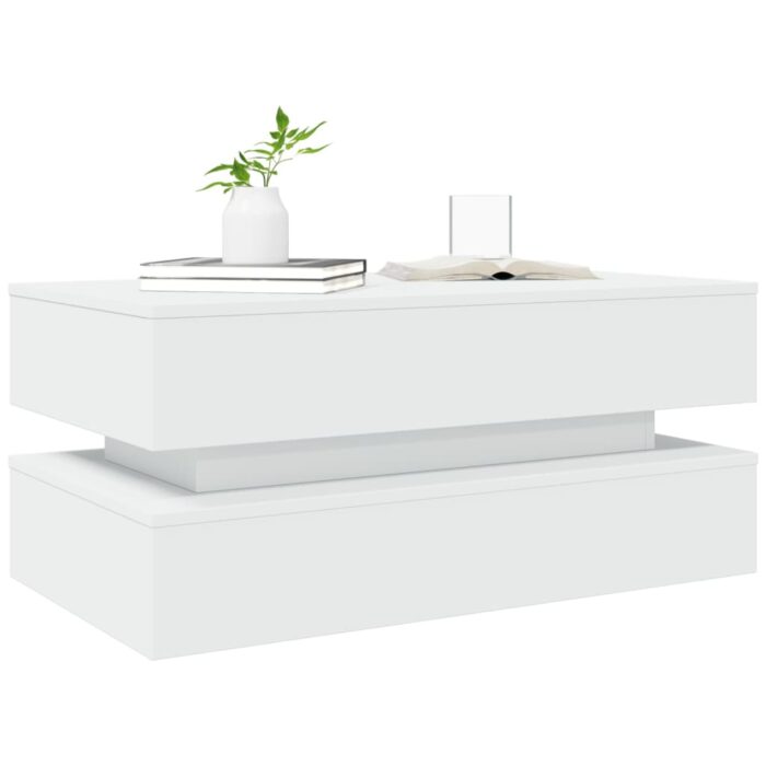 Table basse avec lumières LED blanc 90x50x40 cm – Image 4